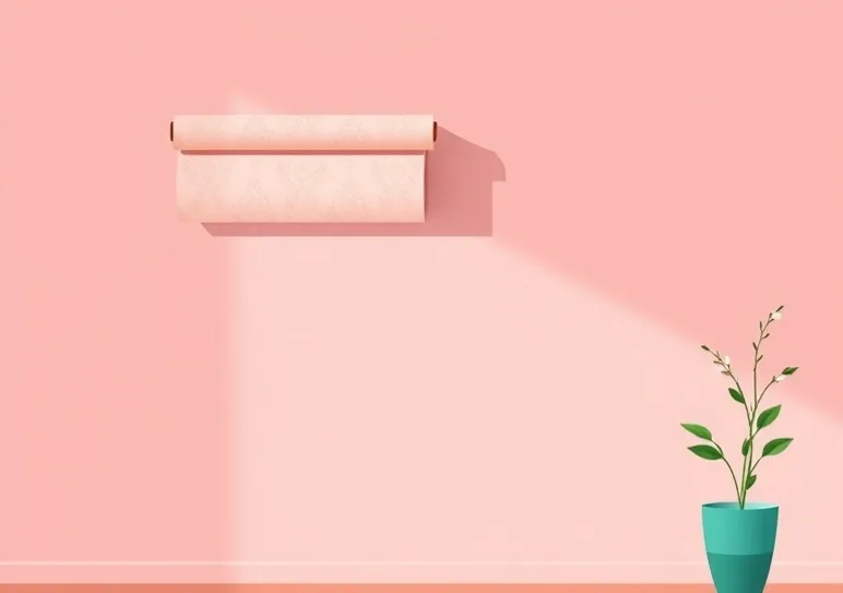 Pose de papier peint, rouleau et brosse à maroufler